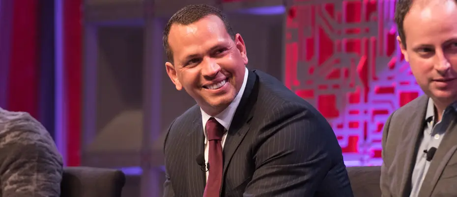 Alex Rodriguez and Nate Silver speaking at Sports Analytics Conference