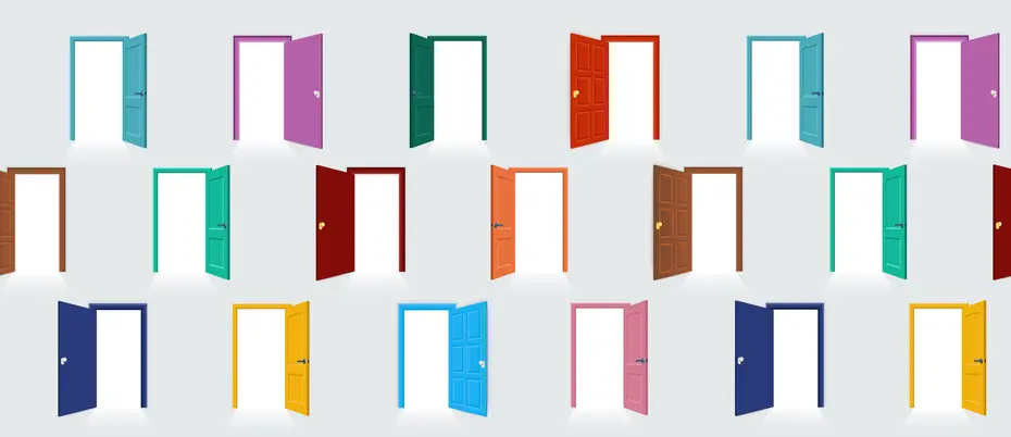 Illustration of colorful open door pattern