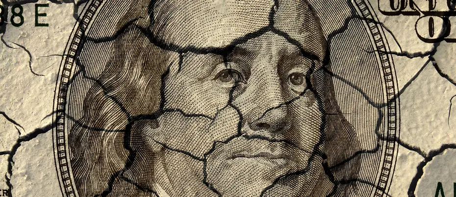 Cracked 100 dollar bill