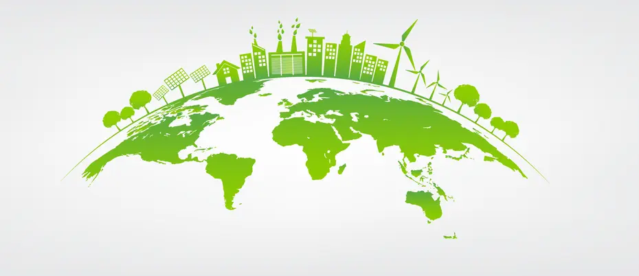 Illustration of green, sustainable world map