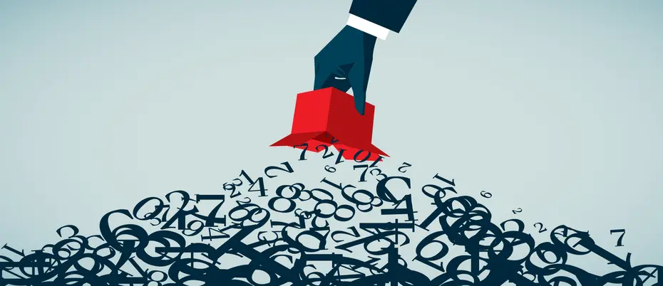 Illustration of letters and numbers spilling out of box