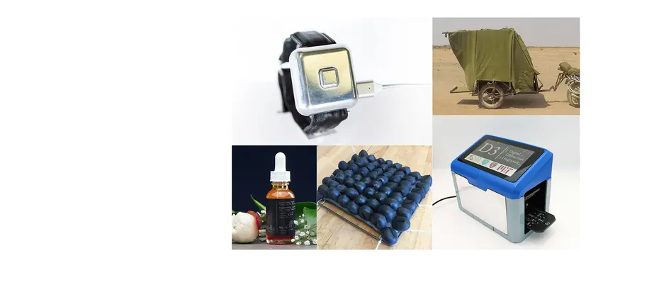 Product collage from Animo, Okoa, D3 Diagnostics, Loop, and Atolla Skin Lab
