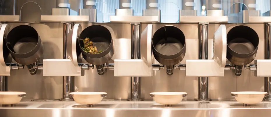 Spyce restaurant's robots preparing food