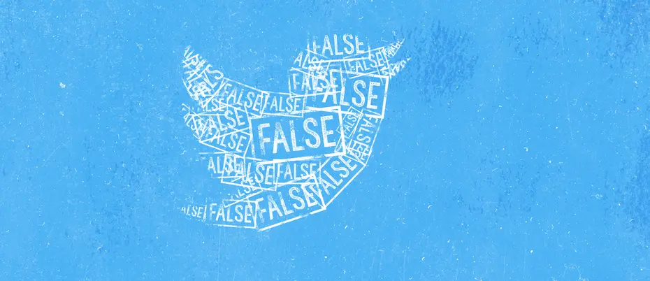 Illustration of twitter bird made of false word