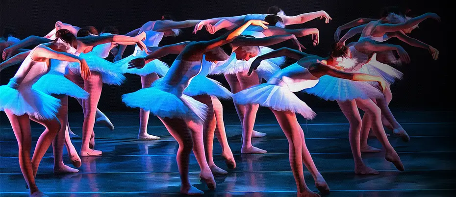 Painting of ballet dancers in a row