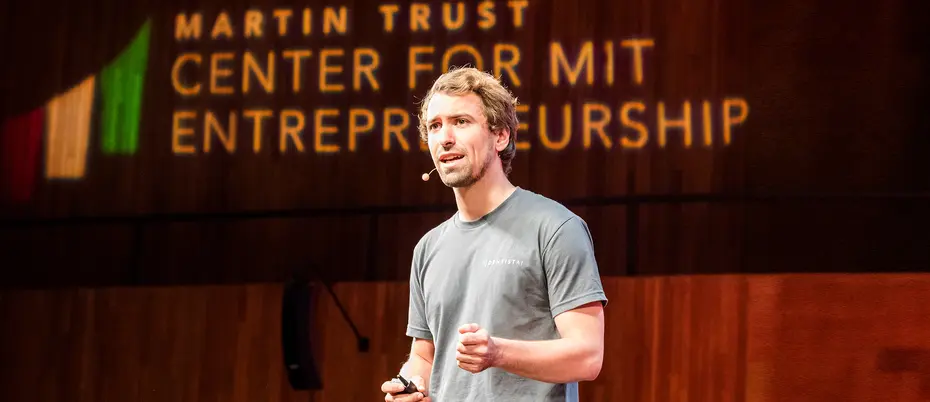 Florian Hillen presents during demo day at MIT