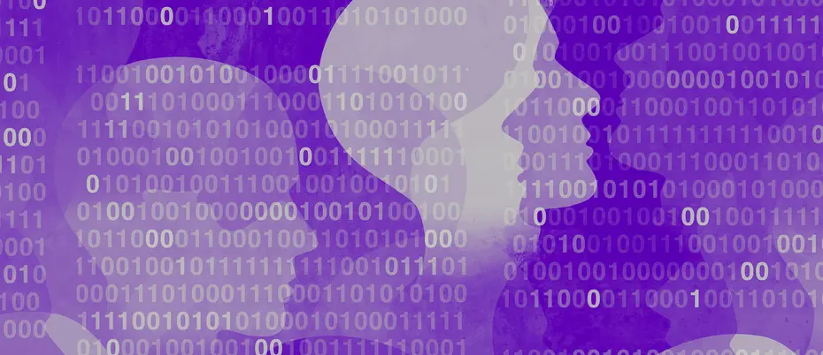 Illustration of human profiles among binary code