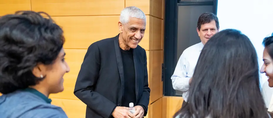 Vinod Khosla greeting students at MIT