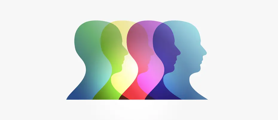 Human profiles in various colorful colors