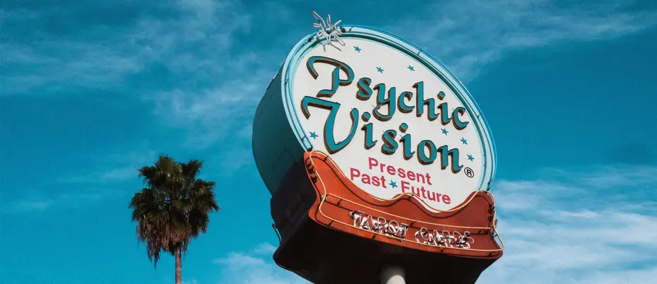 image of large sign with the words "psychic vision" 