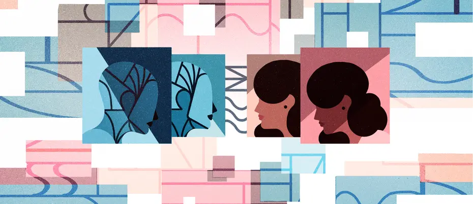 Illustration of a robot imitating a human's emotions