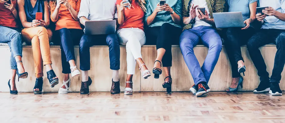 People using various mobile devices