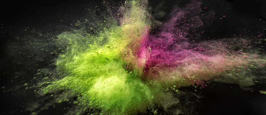 Green and pink dust cloud