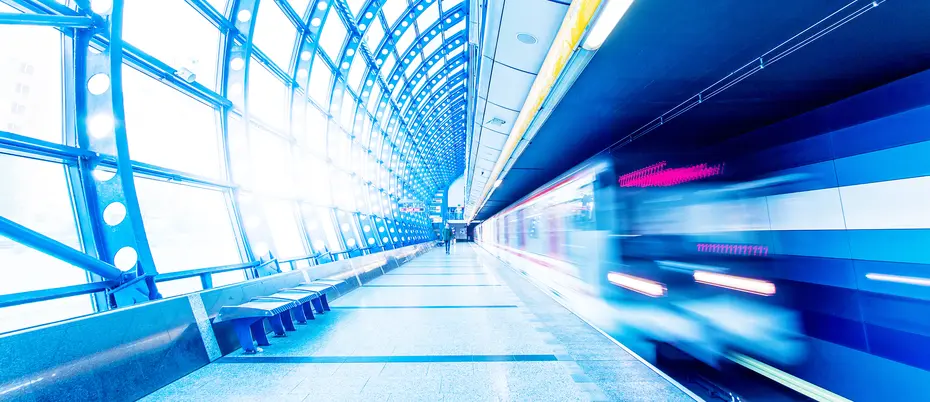 Colorful train station platform