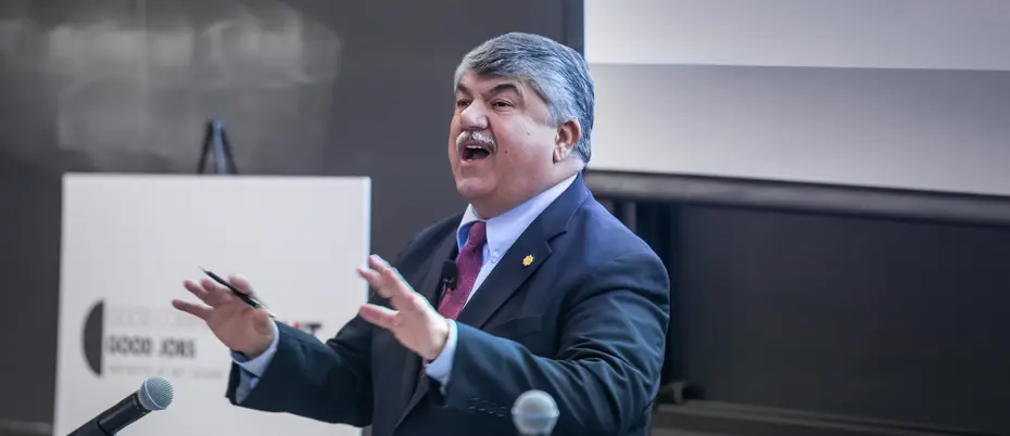 AFL-CIO president Richard Trumka delivers a speech at MIT Sloan