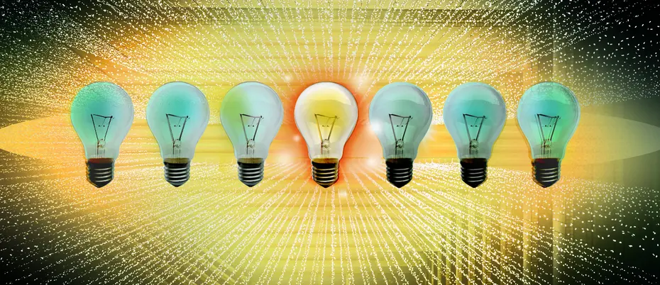 Six lightbulbs illustration