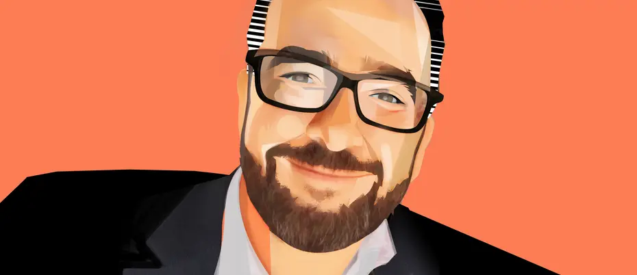 A stylized photo illustration of Albert Rodriguez de Lama