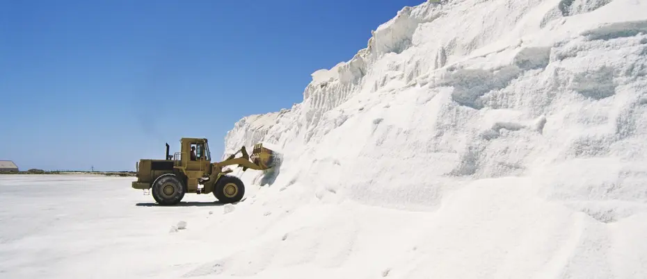 Truck digging salt