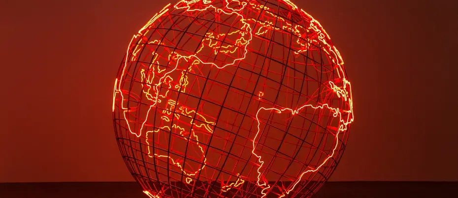 Red neon globe