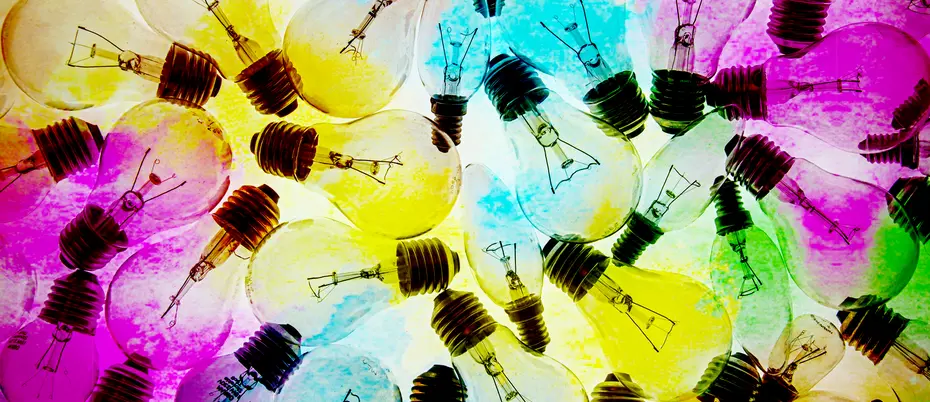 multicolored lightbulbs to symbolize entrepreneurship