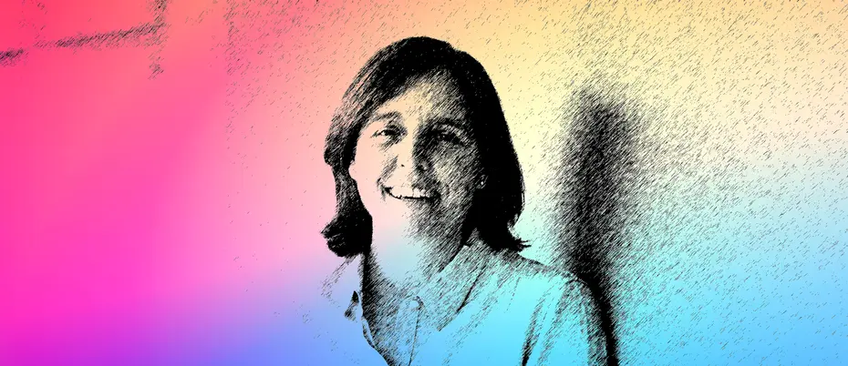 Photograph of ex-Google exec and former U.S. CTO Megan Smith with a multicolored wash