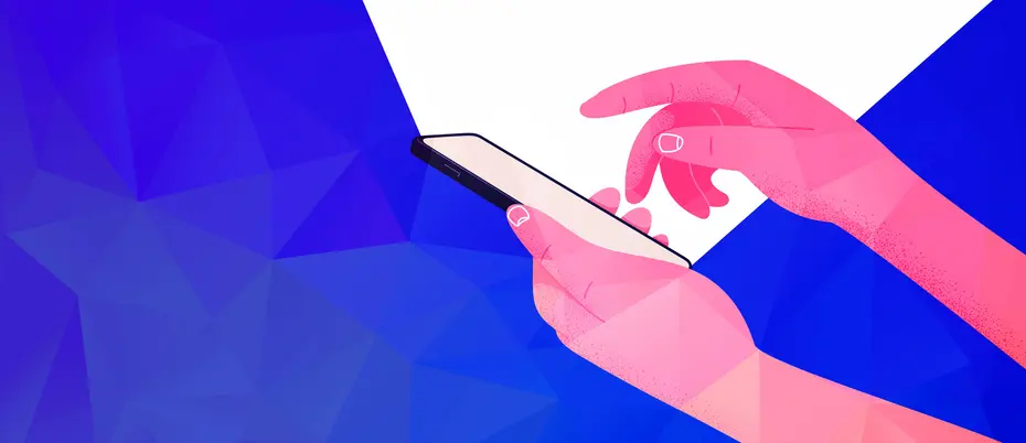 Illustration of hands using a mobile device