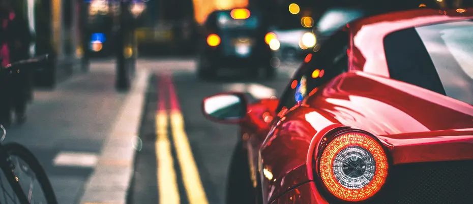 Up close of cars at night