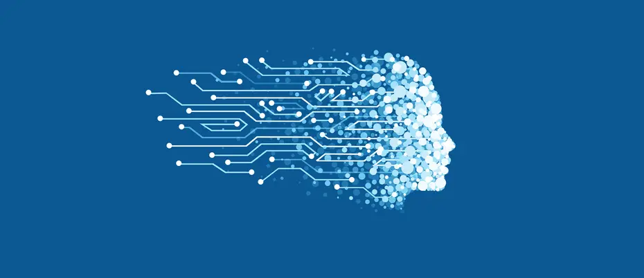 Illustration of a data network forming a face representing machine learning