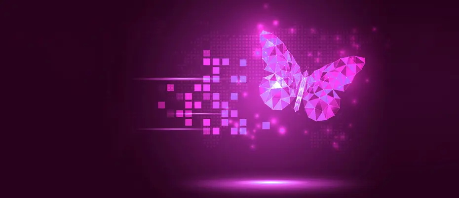 A butterfly comprised of digital components