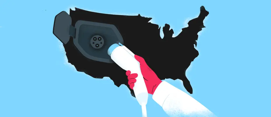 An electric charger pumping the the US map