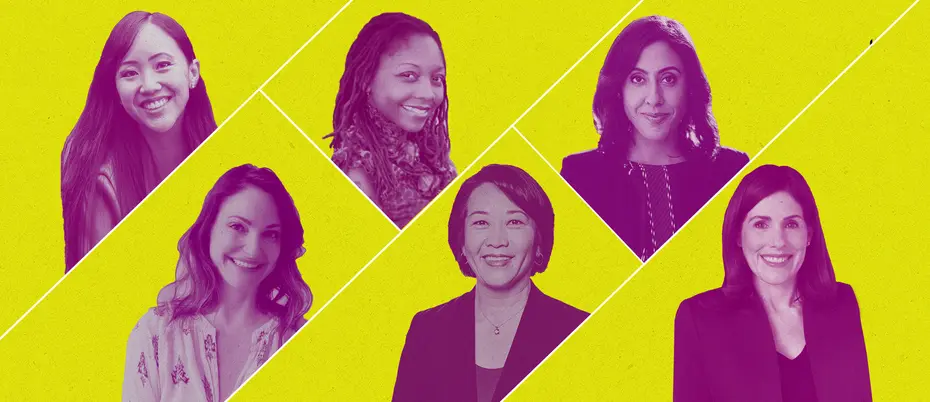 Headshots of female leaders: Julia Wada, Erica Dhawan, Andrea Friedenson, Anita Kibunguchy, Jaclyn Loo, and Jennifer DeSisto 