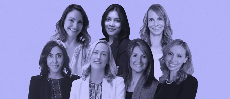 MIT Sloan alumnae: (left to right) Andrea Friedenson, Sangeeta Lala, Heidi Zak, Erica Dhawan, Alessandra Henderson, Julie Johnson, and Dannielle (Sita) Appelhans
