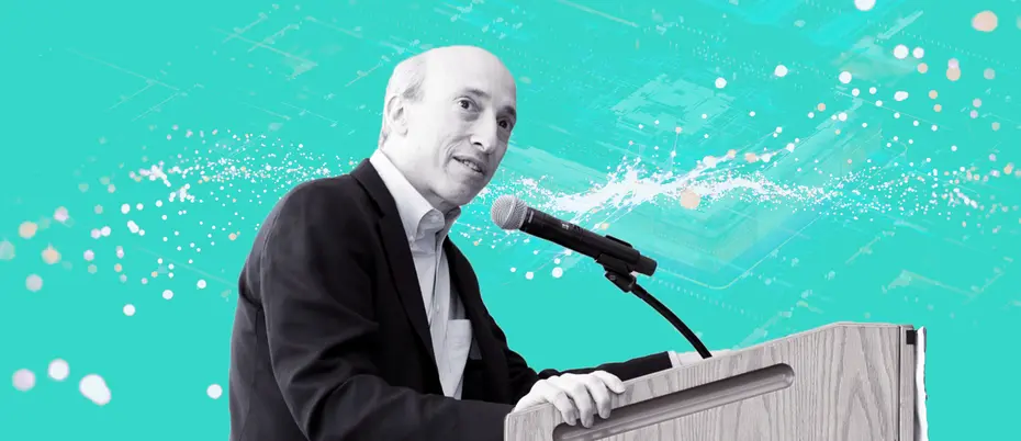 Gary Gensler with digital imagery