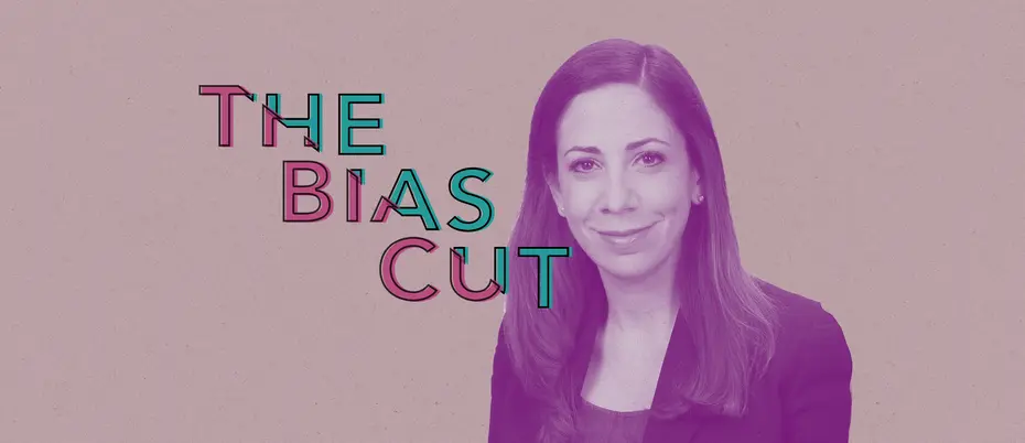 Samantha Joseph, an advisor at the department of agriculture, smiles, and the words The Bias Cut diagonally appear on over the image