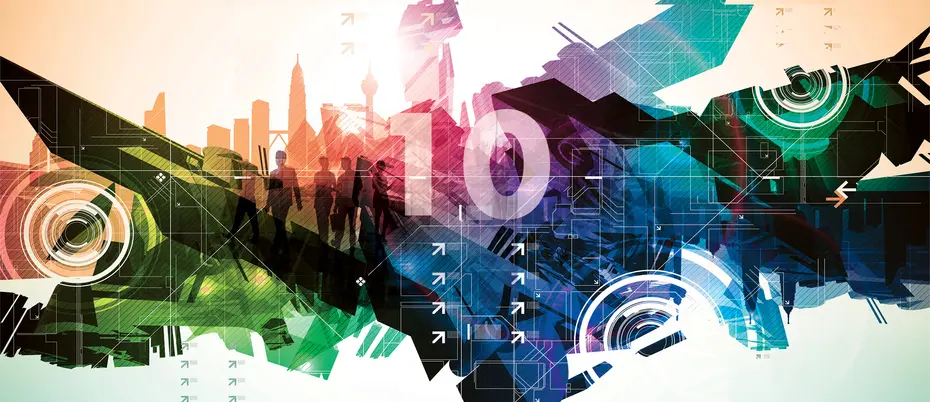 Abstract digital art with the number 10 in the centeer