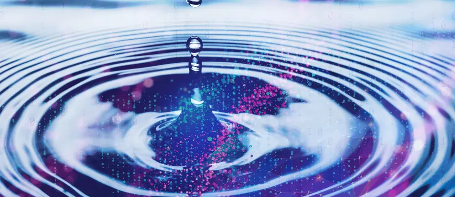 A water ripple with digital data graphics overlaid on ir