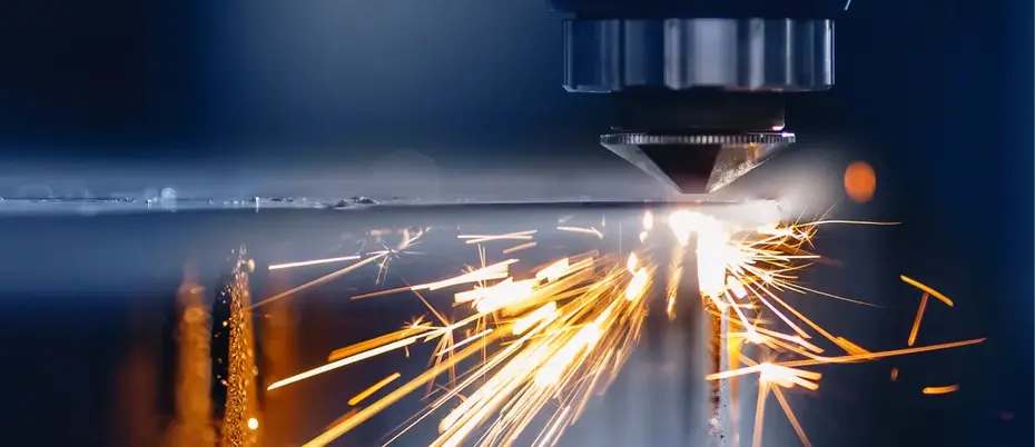 Sparks flying from drill bit
