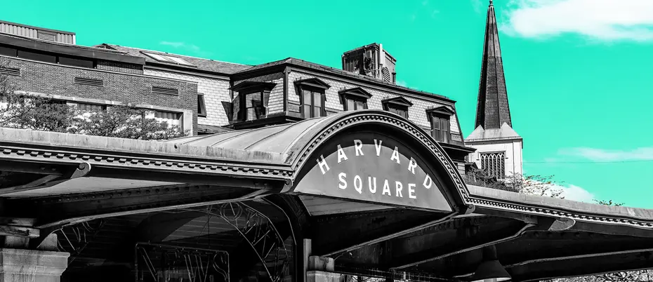 A photograph of a Harvard Square store front