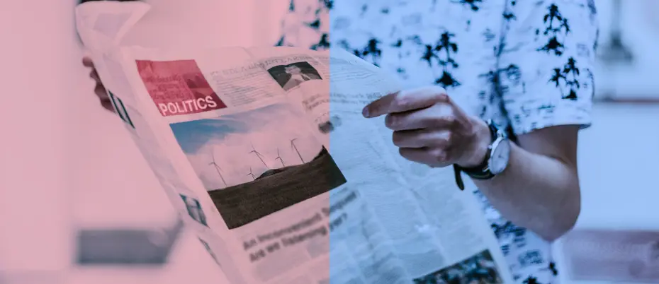 Newspaper with red blue overlay