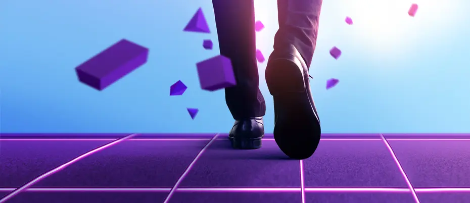 A person's footsteps amongst blockchain