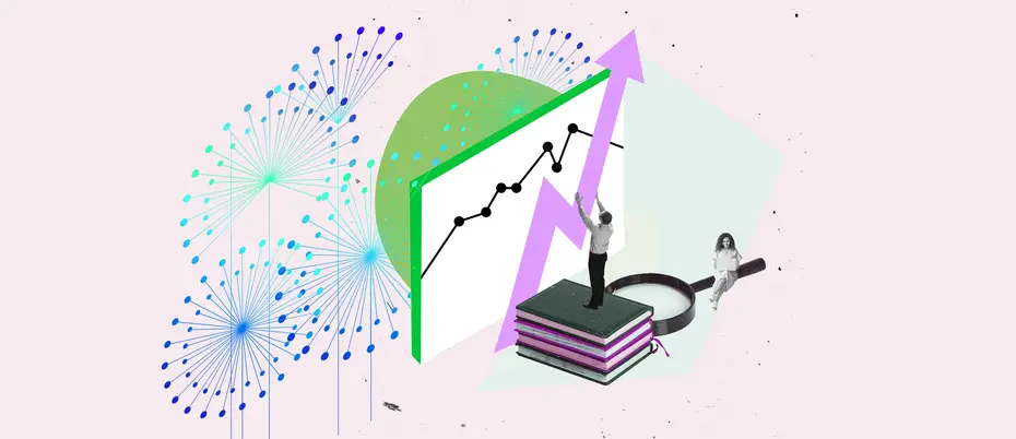 An illustration of a person manipulating data