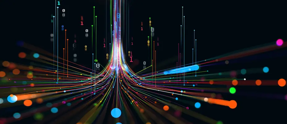 An illustration of various lines with code resembling a road going up