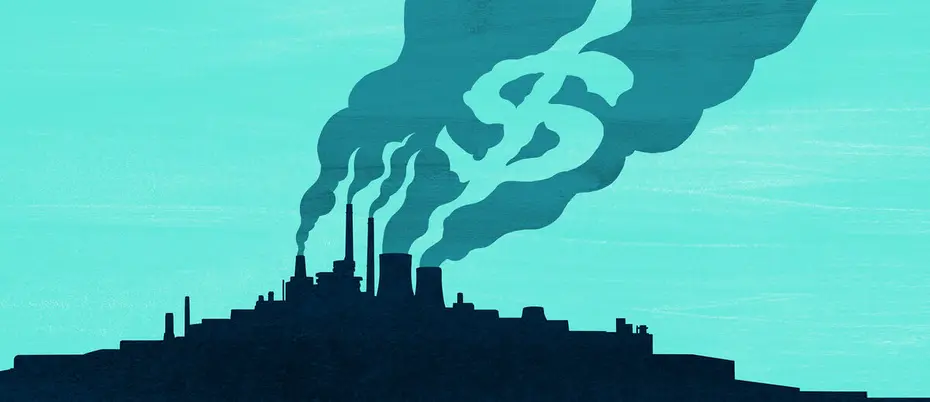 Dollar sign created by smoke from power plants