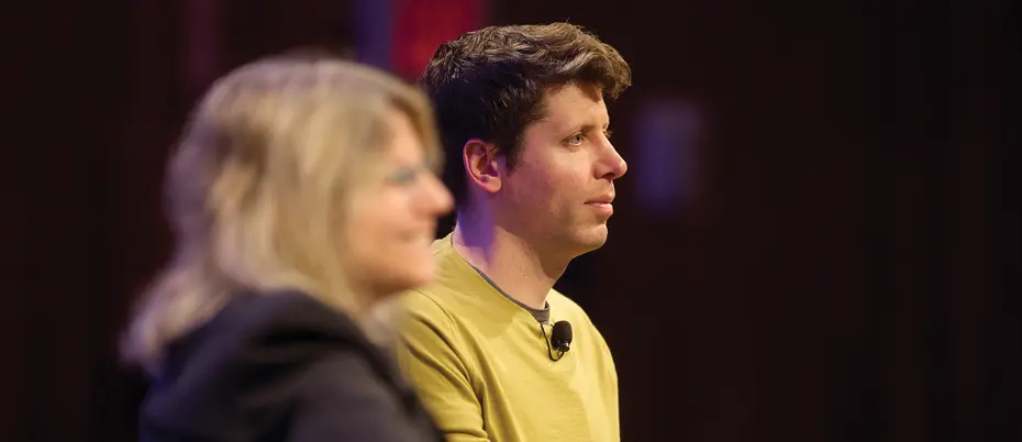 Sam Altman and Sally Kornbluth during a discussion at MIT