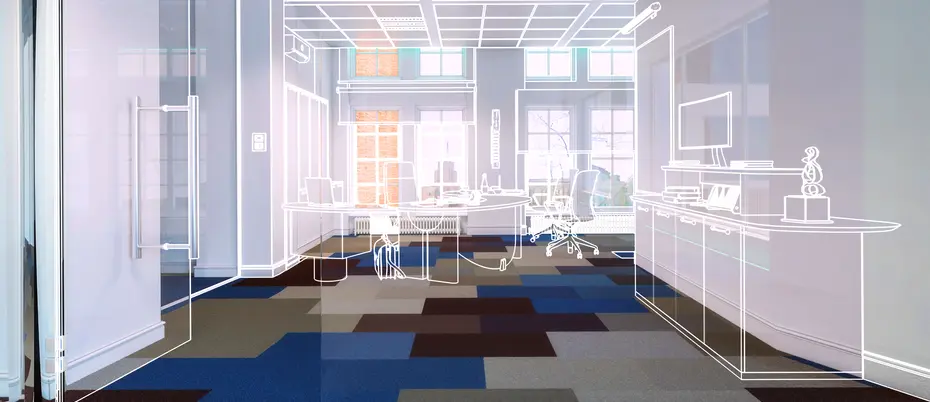 Modern office room concept blueprint design