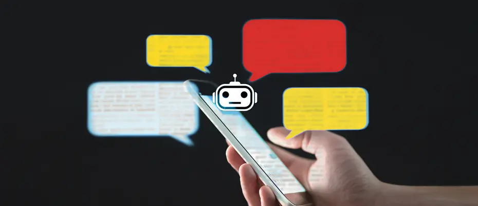 A chatbot gives various messages in yellow and red