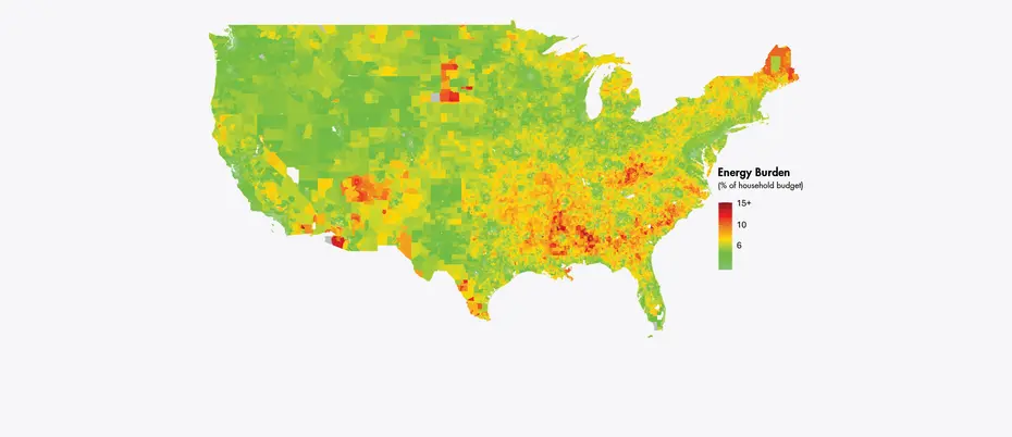 Map of average household energy burden between 2015 and 2020
