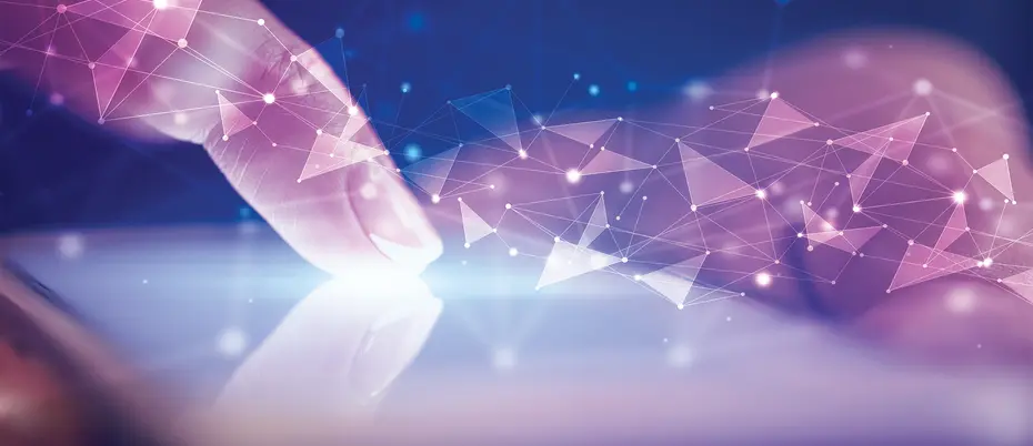 A person draws AI/network imagery