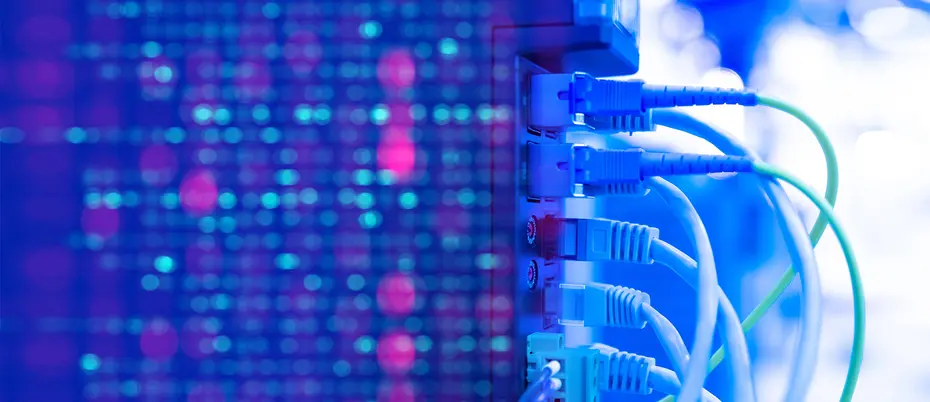 Data center with wires visible