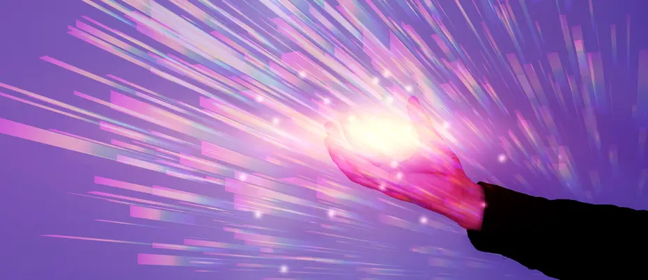 A hand touches a plethora of shapes